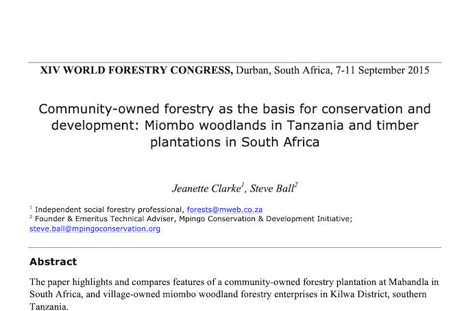 Community-owned forestry as the basis for conservation and development: Miombo woodlands in Tanzania and timber plantations in South Africa