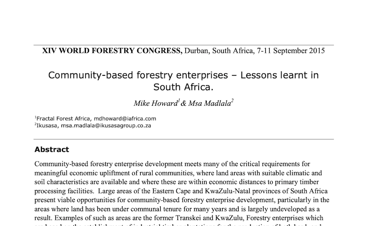 Community-based forestry enterprises – Lessons learnt in South Africa